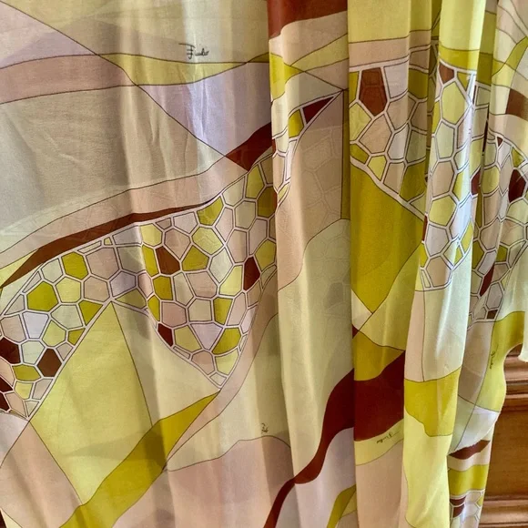 EMILIO PUCCI 1990's Geometric Print Silk Jersey Chiffon Maxi Dress - Picture 11 of 16